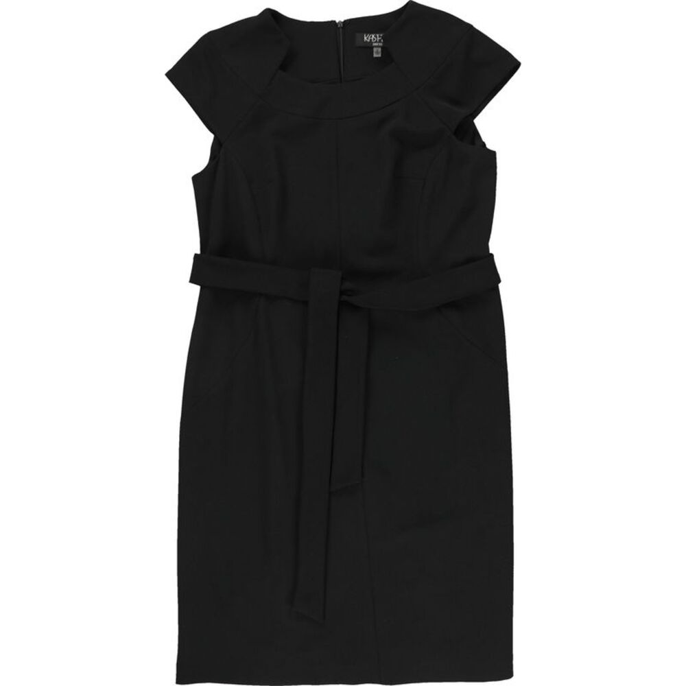 Kasper Womens Pintuck Sheath Dress, Black, M, DM